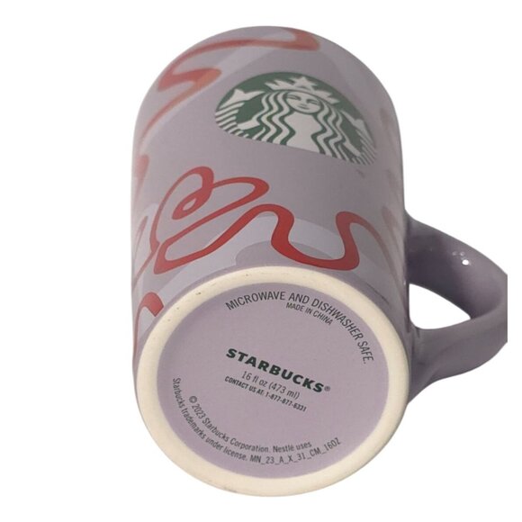 Starbucks 2023 Purple Haze Red Ribbon Waves 16oz Ceramic Coffee Mug Cup - Picture 3 of 5